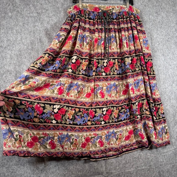 Sag Harbor Dresses & Skirts - Vtg Boho Skirt Womens Medium Petite India Ethnic Artsy Dark Romantic Floral